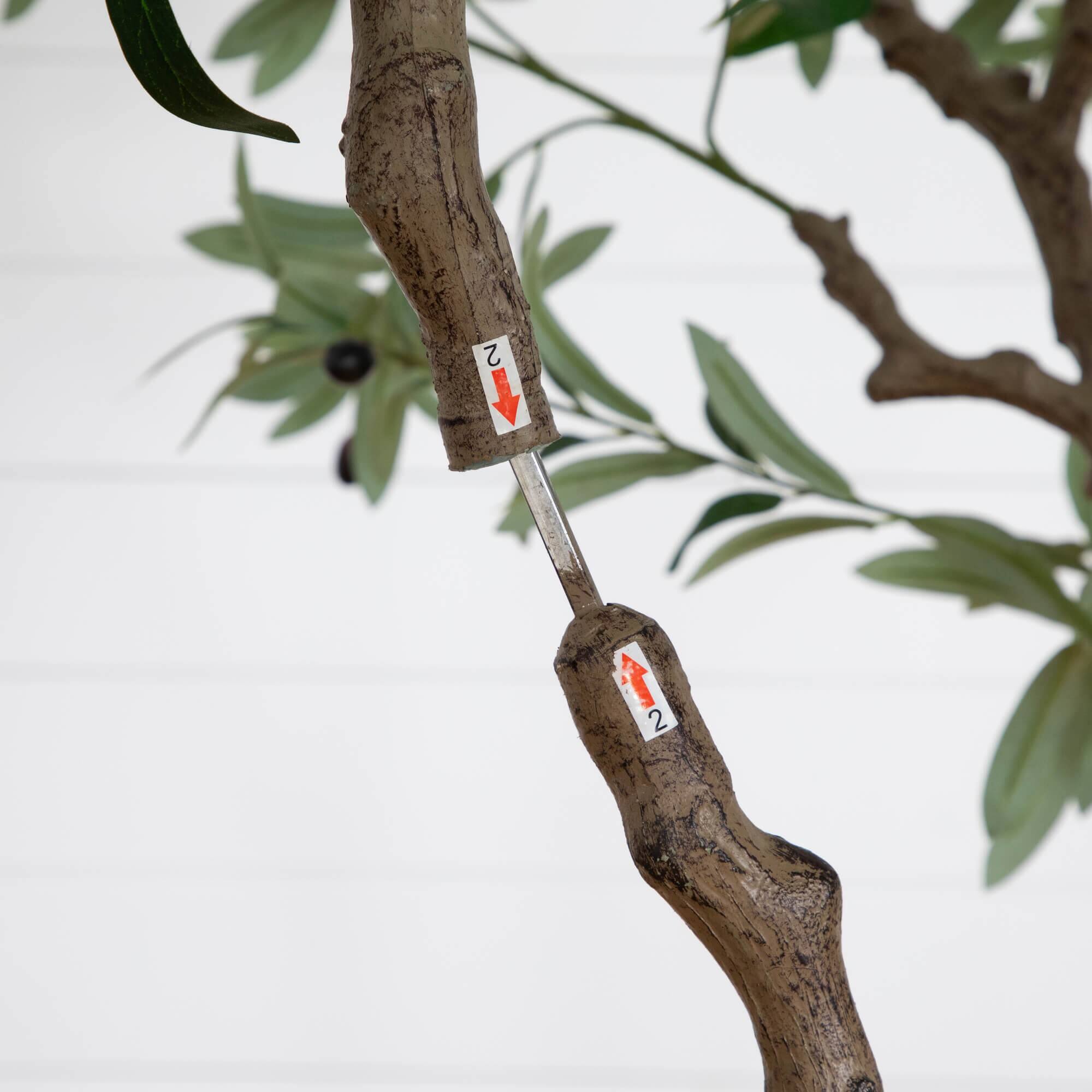 8ft. Artificial Grand Olive Tree in White Decorative Planter